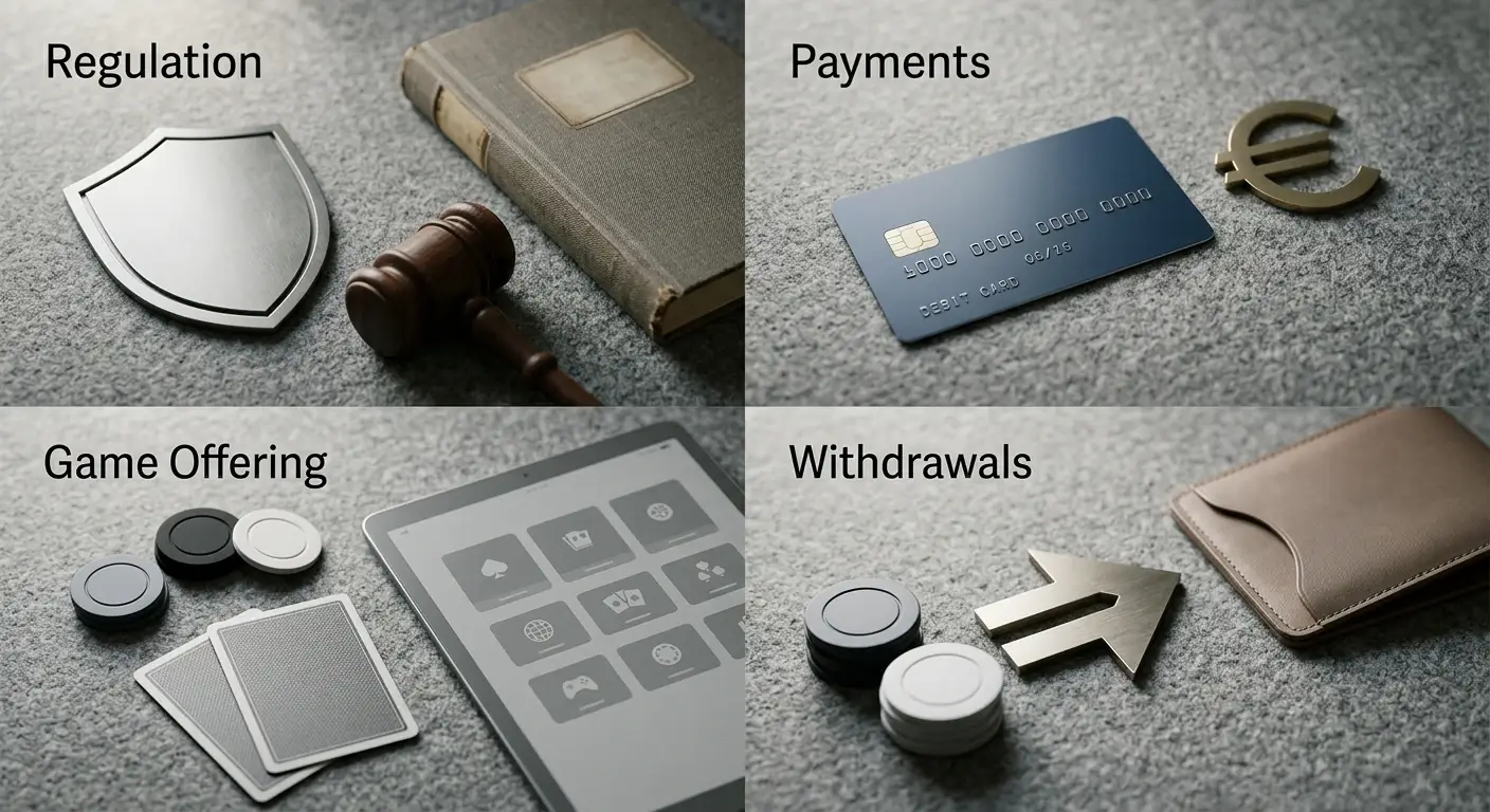Comparison of licence status, payments, games and withdrawals