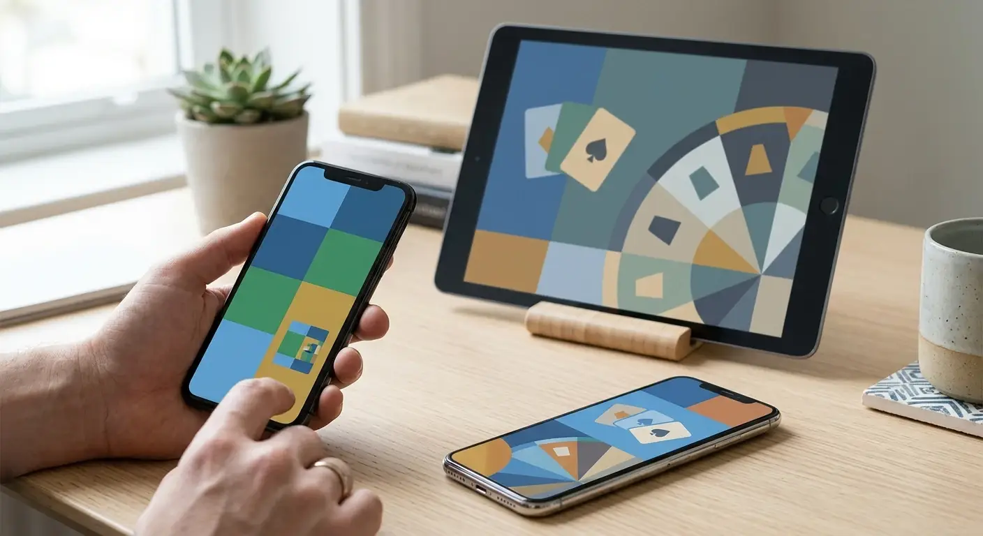 Mobile casino access shown across smartphone screens