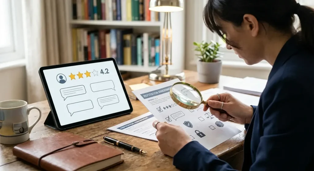 Review ratings, complaint themes and withdrawal-status symbols